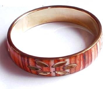 Stylish Brass Bangle in Orange-Red