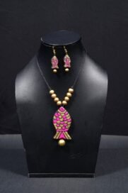 Terracotta Pendant Necklace and Earring Set