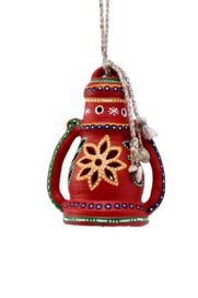 Earthen Hand Painted Lantern in Red