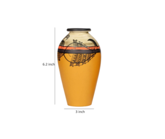 Earthen Hand Painted Vase in Yellow