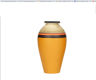 Earthen Hand Painted Vase in Yellow