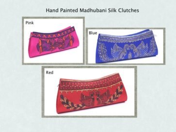 Hand Painted Madhubani Silk Clutches with Peacock Design