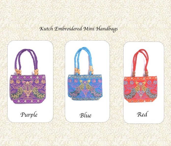 Kutch Embroidered Mini Handbags With Peacock Design