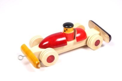 Channapatna Race Car Toy in Yellow and Red