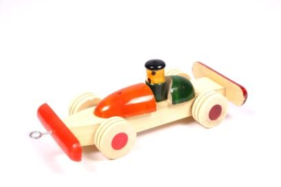 Channapatna Race Car Toy in Orange and Green