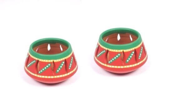 Terracotta Earthen Bright Small T lights - Set Of 2