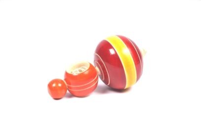 Channapatna Spinning Top With Rope in Red