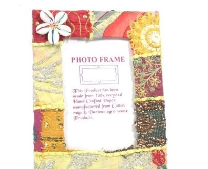 Recycled Fabric Photo Frame in Red And Yellow
