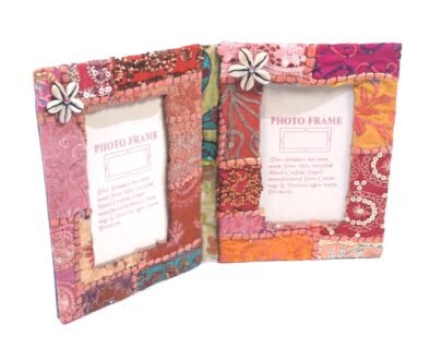 Recycled Fabric Double Photo Frame in Red