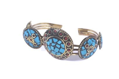 Nepali Stone Brass Bracelet in Light Blue