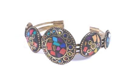 Nepali Stone Brass Bracelet in Multi-color