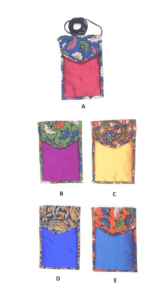 Kalamkari Silk Flap Mobile Pouch