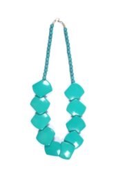 Trendy Resin Necklace in Turquoise Blue