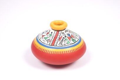 Terracotta Warli Hand-painted Pot Red