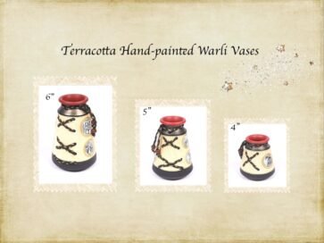 Terracotta hand painted Warli Vases in Gold